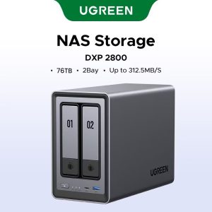 ￼UGREEN NASync DXP2800 2-Bay Desktop NAS, Intel N100 Quad-core CPU, 8GB DDR5 RAM, 2.5GbE, 2 * M.2 NVMe Slots, 4K HDMI, Network Attached Storage (Diskless)