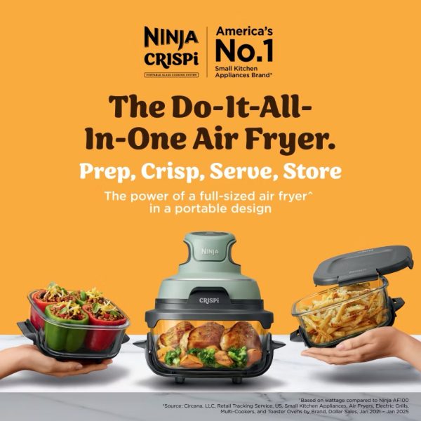 ￼[NEW ARRIVAL] Ninja CRISPi ® 4-in-1 Portable Glass Air Fryer Cooking System FN101SM