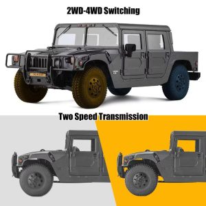FMS 1/12 HMMWV H1 RC Crawler, 2/4WD Switch Off-Road RC Model Car, Remote Control Cars with 2 Speed Transmission